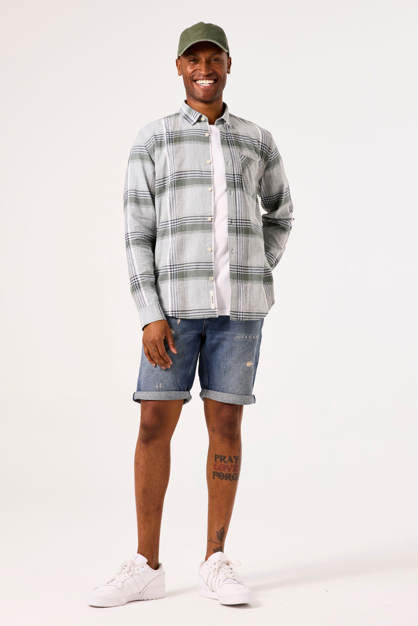 CHECKED SHIRT SAGE GREEN