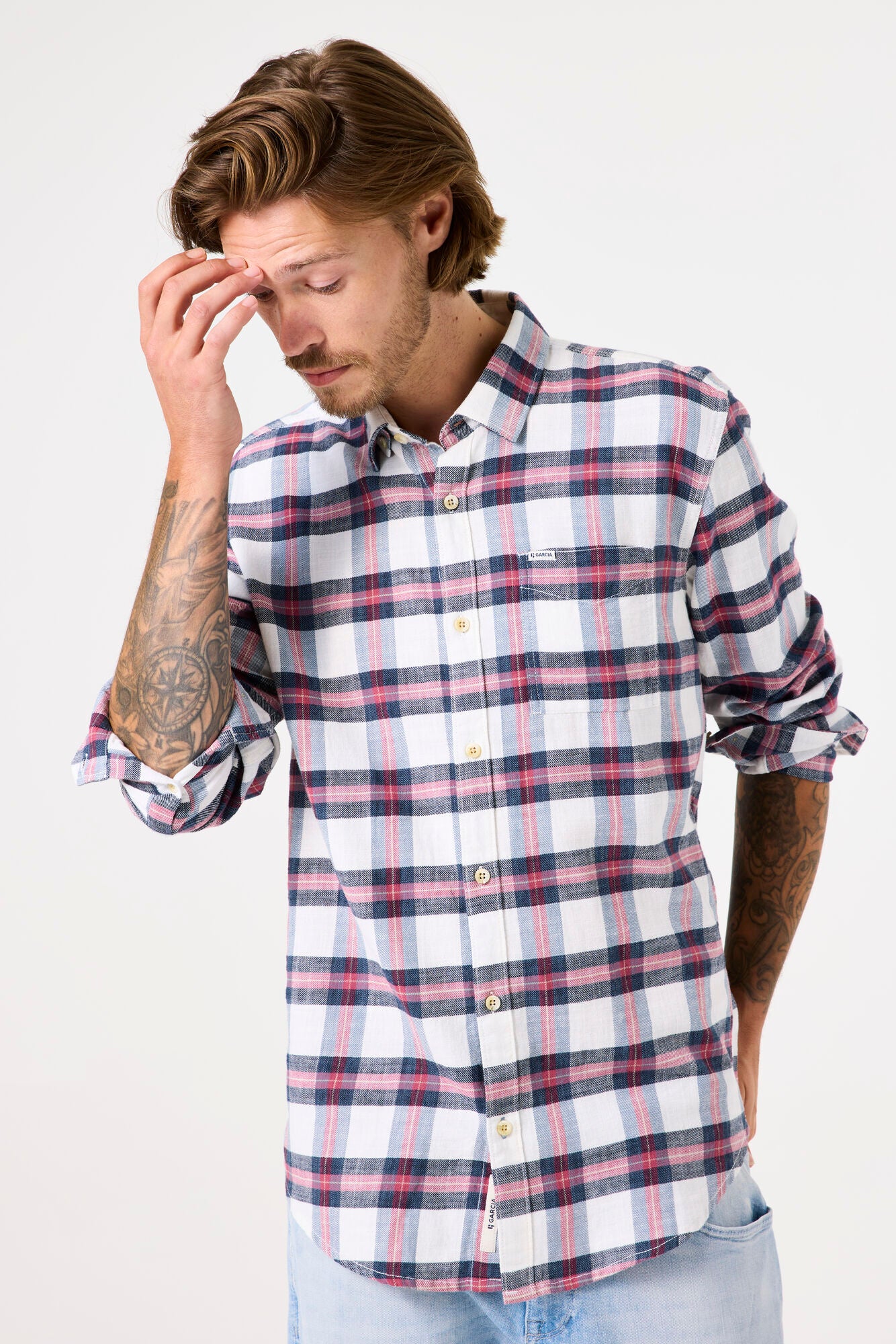 CHECKED SHIRT WHITE