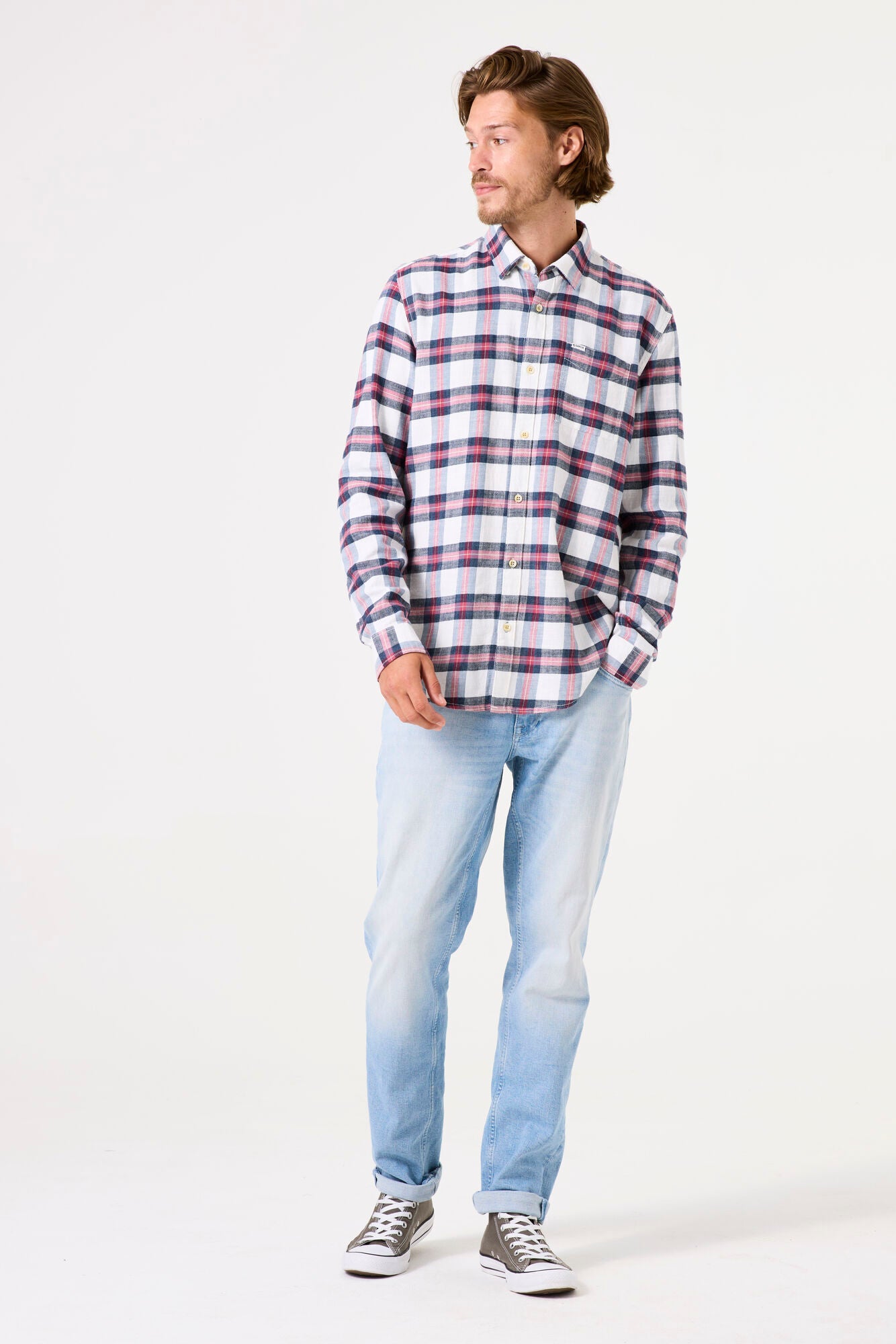 CHECKED SHIRT WHITE