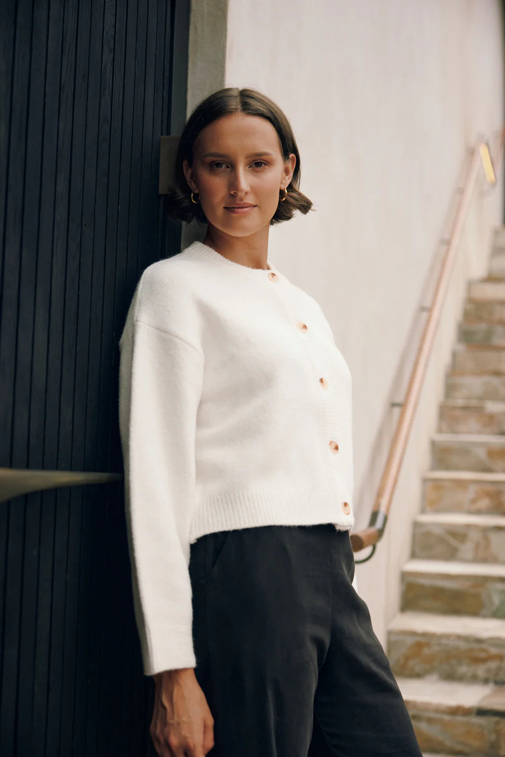 ANA CROP CARDIGAN CHALK