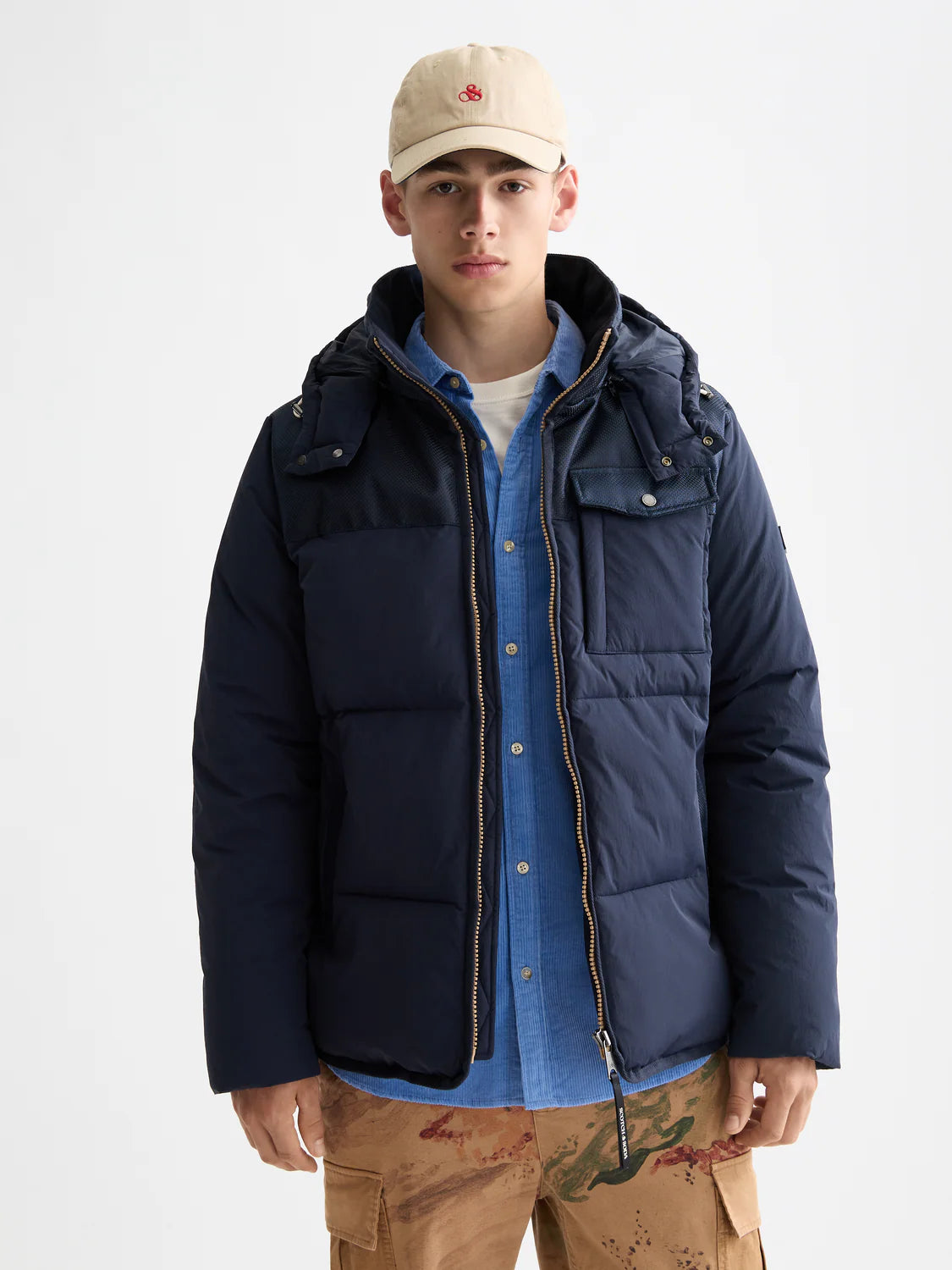 HOODED PUFFER JACKET SKY CAPTAIN
