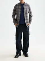 SHADOW-CHECK DOUBLE-FACED SHIRT BLACK