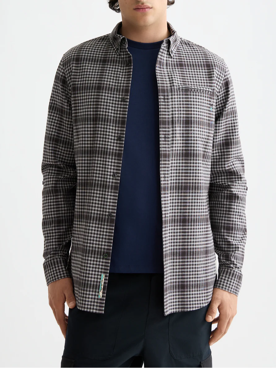 SHADOW-CHECK DOUBLE-FACED SHIRT BLACK