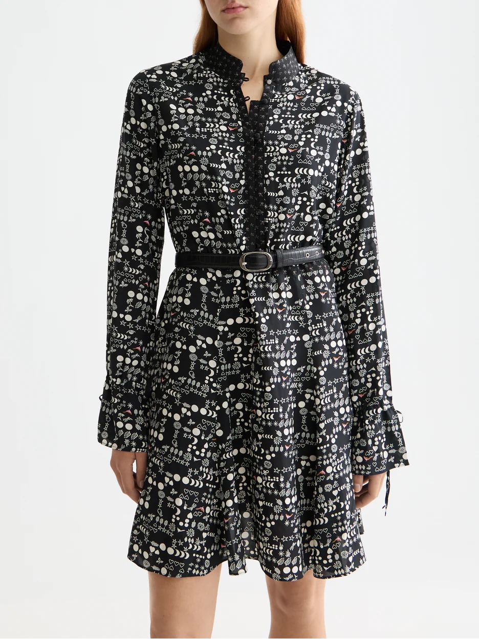 PRINTED MINI DRESS MOON GARDENING