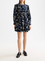 SCALLOP TRIM MINI DRESS RIBBON NAVY