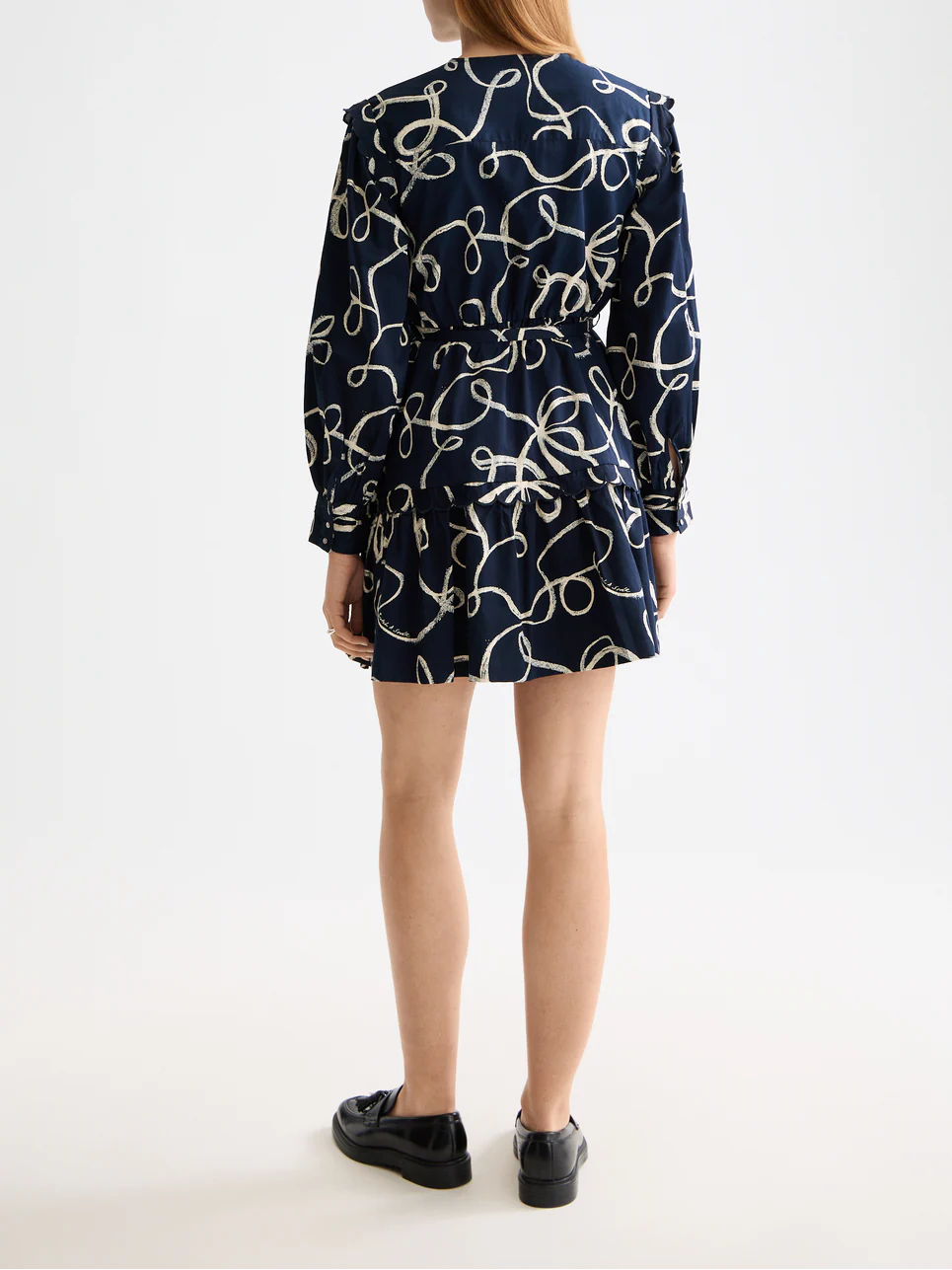 SCALLOP TRIM MINI DRESS RIBBON NAVY