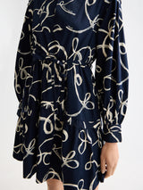 SCALLOP TRIM MINI DRESS RIBBON NAVY