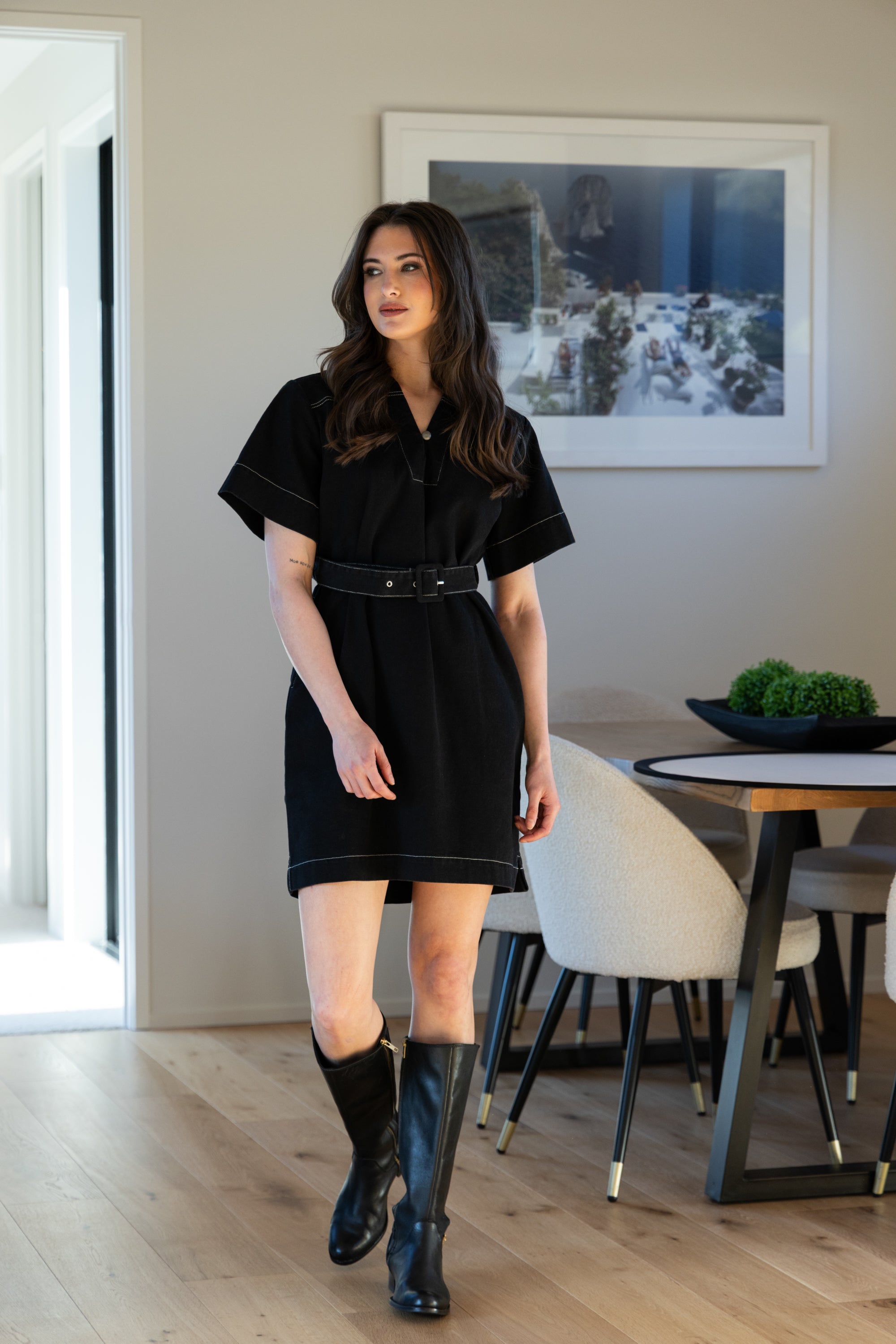 Denim Mini Dress Black