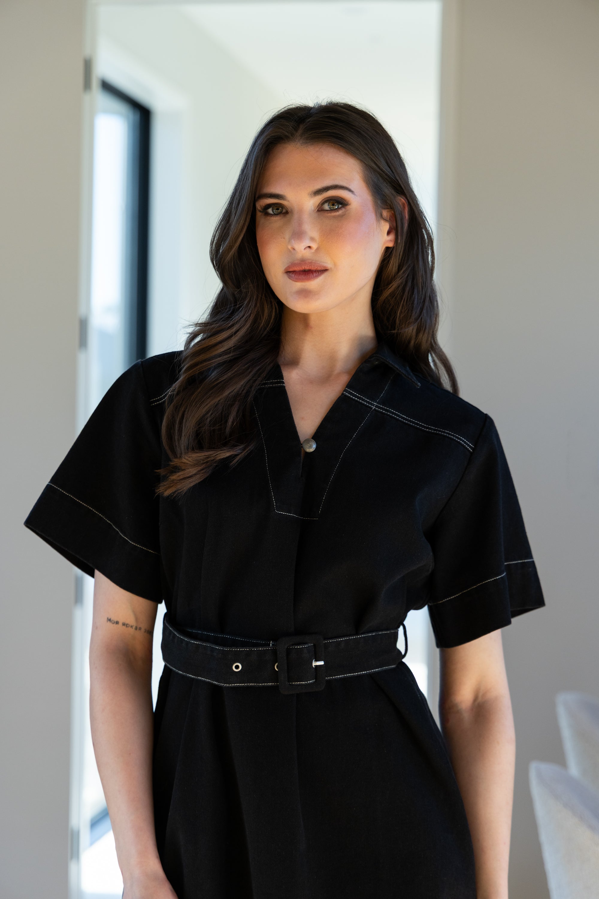 Denim Mini Dress Black