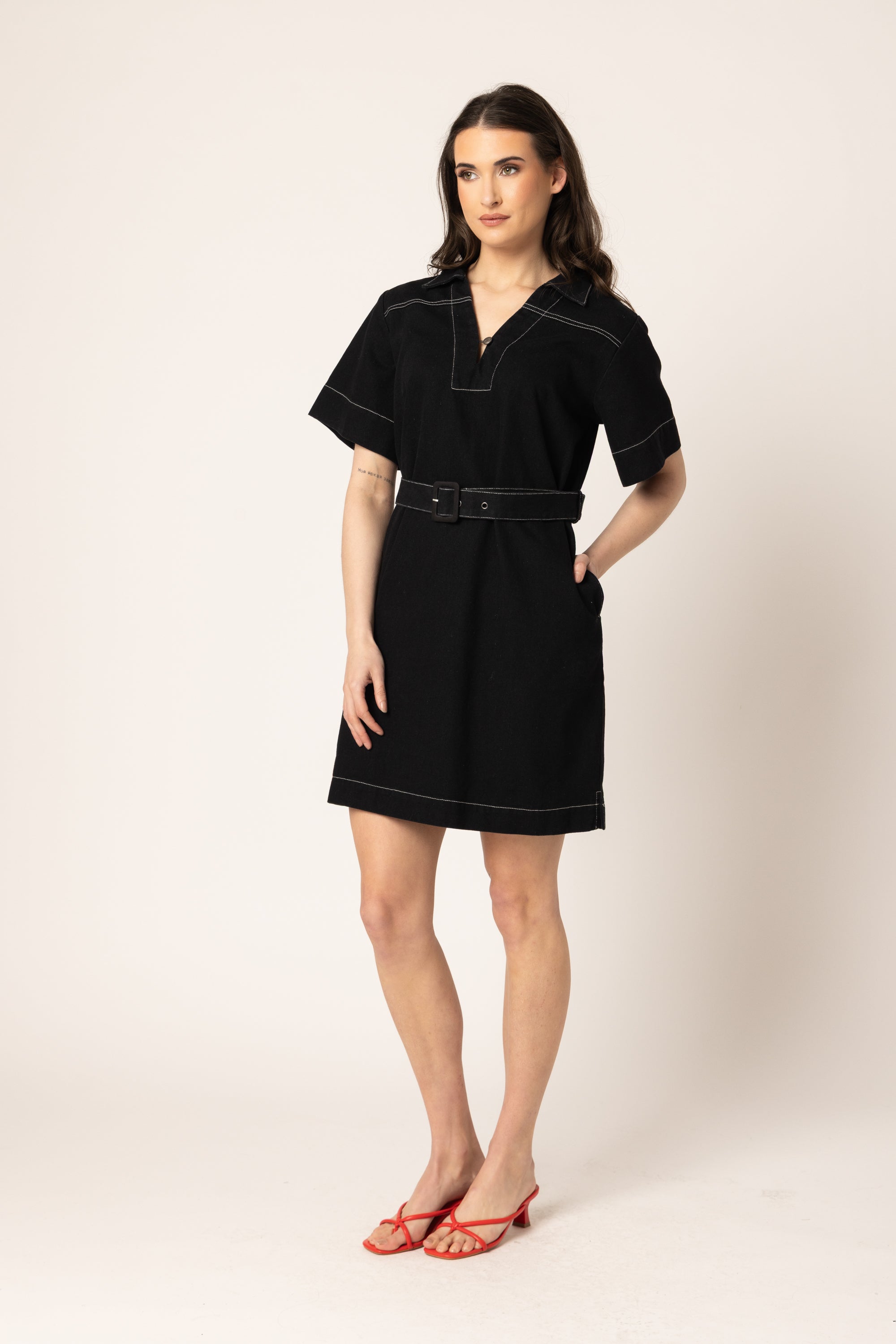 Denim Mini Dress Black