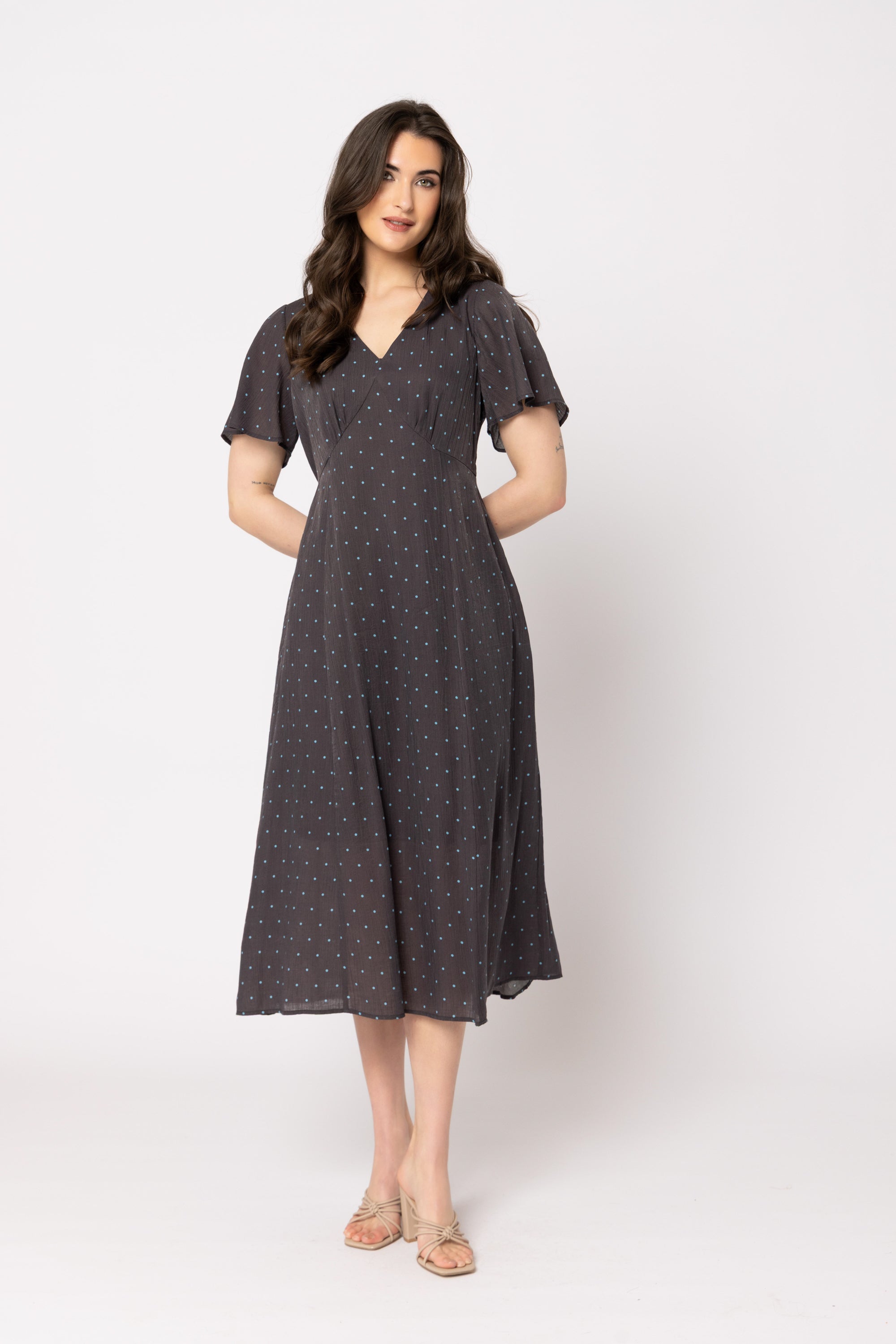 Guest Edit Dress Brown Blue Spot