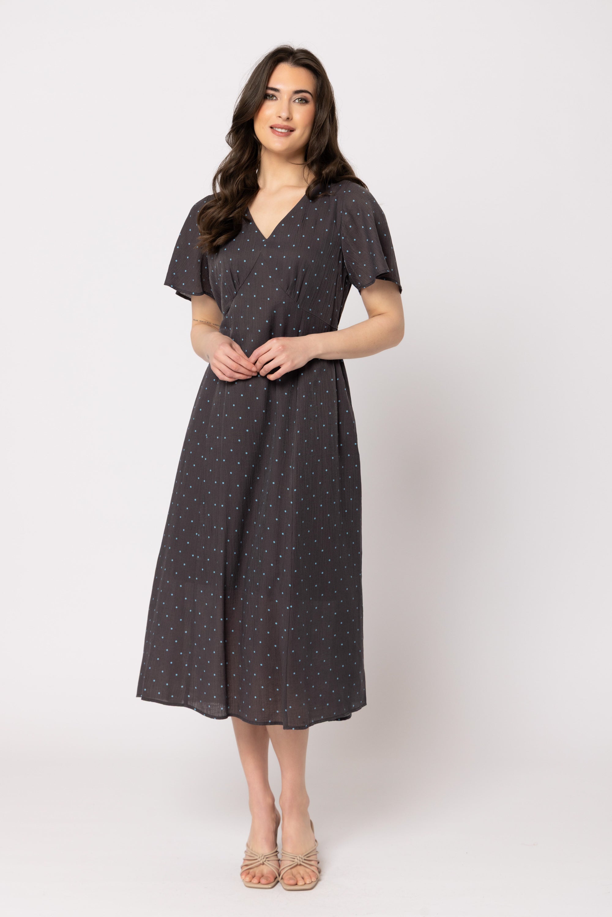 Guest Edit Dress Brown Blue Spot