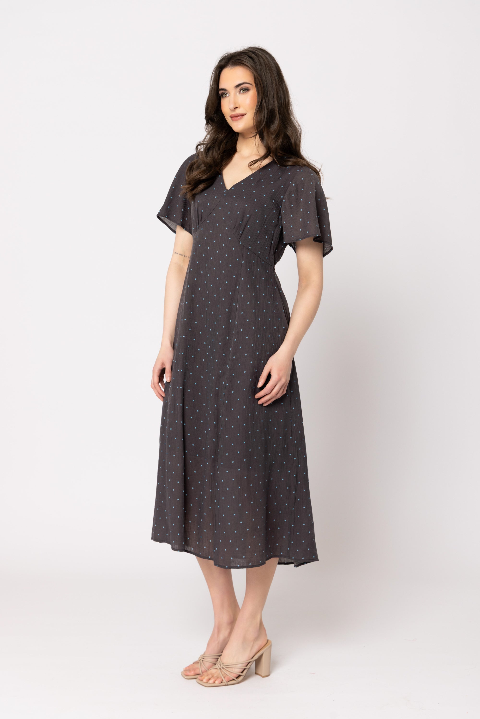 Guest Edit Dress Brown Blue Spot