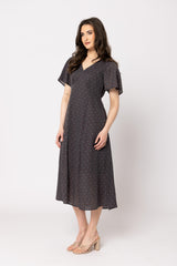 Guest Edit Dress Brown Blue Spot