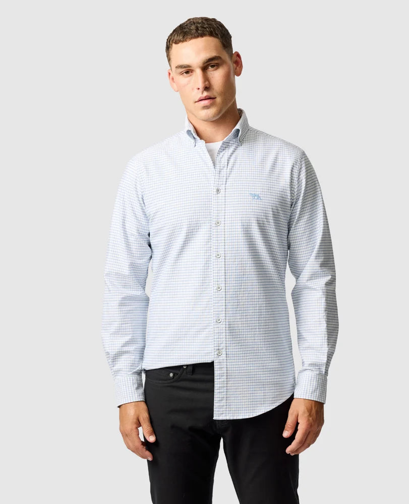 GUNN CHECK OXFORD 5 SPORTS FIT SHIRT DUSK BLUE