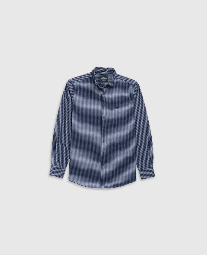 GUNN CHECK OXFORD 5 SPORTS FIT SHIRT MIDNIGHT