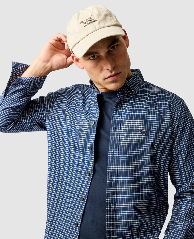 GUNN CHECK OXFORD 5 SPORTS FIT SHIRT MIDNIGHT