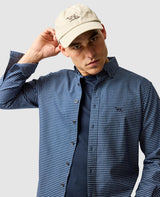 GUNN CHECK OXFORD 5 SPORTS FIT SHIRT MIDNIGHT