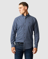 GUNN CHECK OXFORD 5 SPORTS FIT SHIRT MIDNIGHT