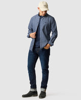 GUNN CHECK OXFORD 5 SPORTS FIT SHIRT MIDNIGHT