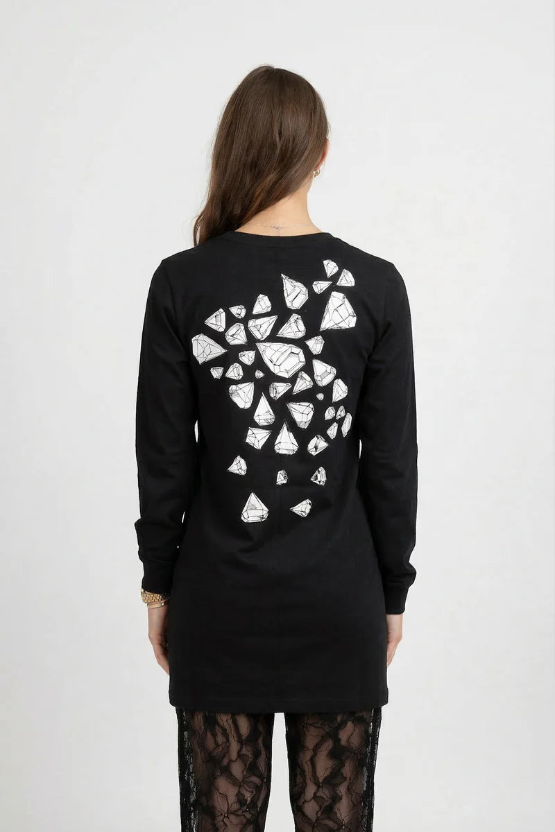 LS SCALLOP TEE PRESSURE BLACK