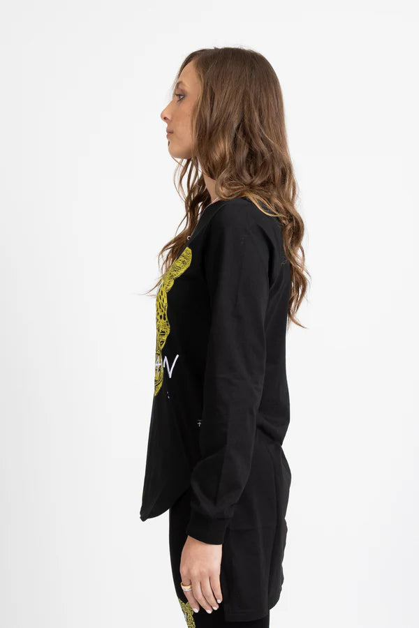 LS SCALLOP TEE LEOPARD