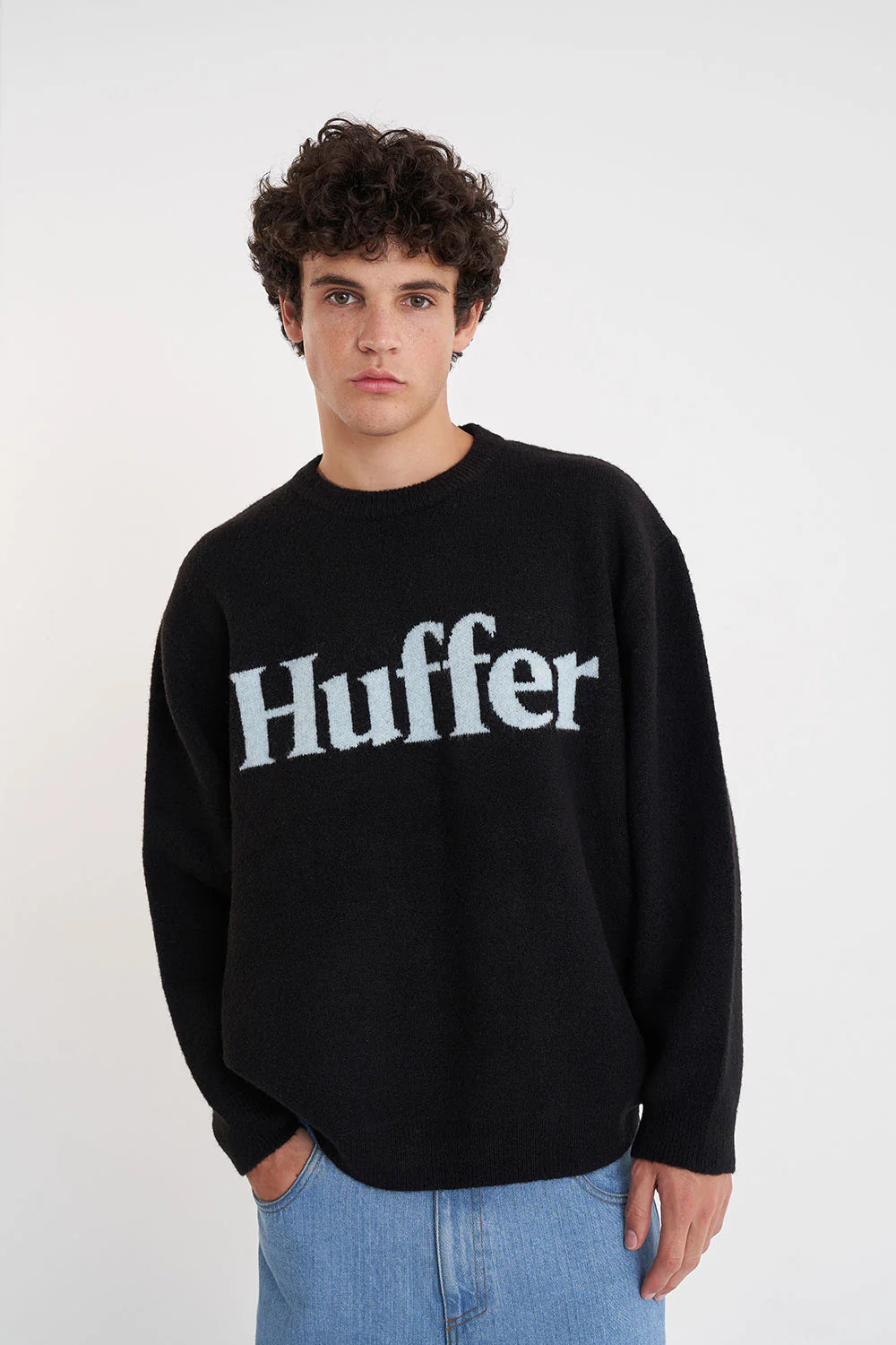 FLEET INTARSIA KNIT CREW BLACK