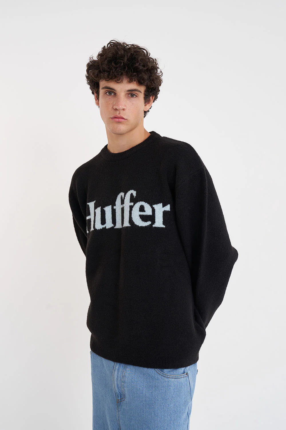 FLEET INTARSIA KNIT CREW BLACK