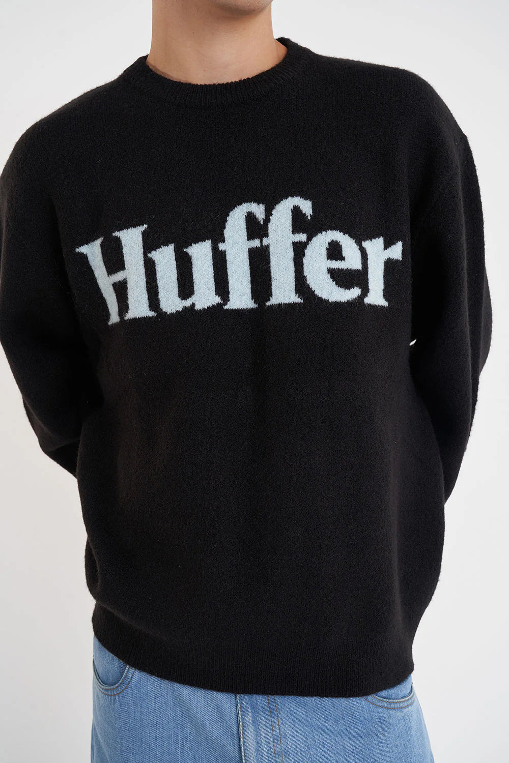 FLEET INTARSIA KNIT CREW BLACK