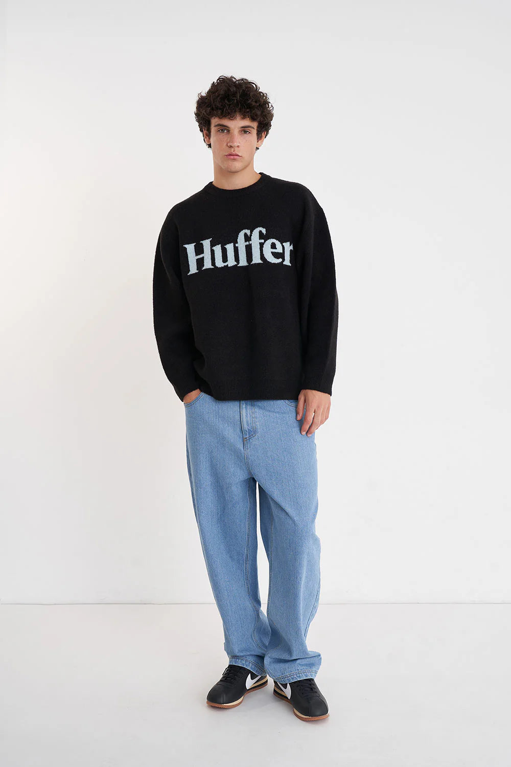 FLEET INTARSIA KNIT CREW BLACK