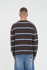 STACK STRIPE KNIT CREW CHESTNUT BLUE