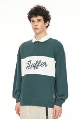 MENS PIQUE RUGBY CREW GOLF GREEN