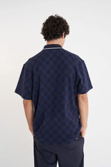 MENS CHECK PAR SS POLO NAVY