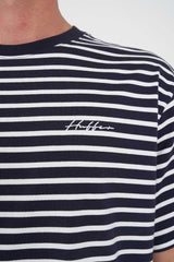 MENS STRIPE SUP TEE NAVY WHITE