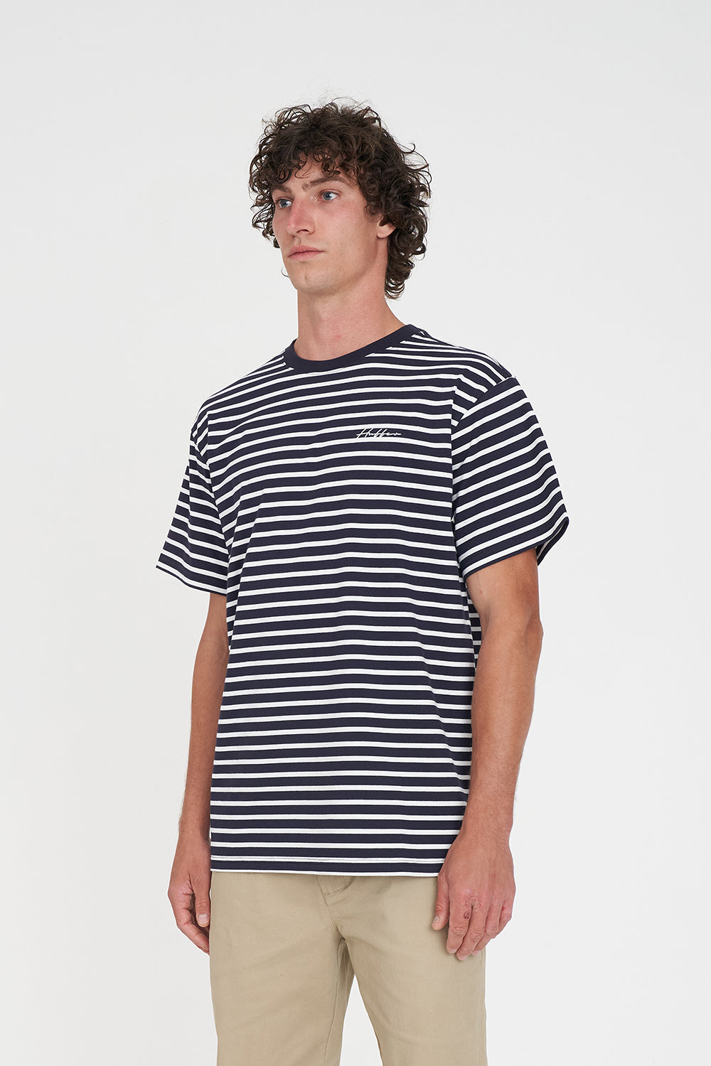 MENS STRIPE SUP TEE NAVY WHITE