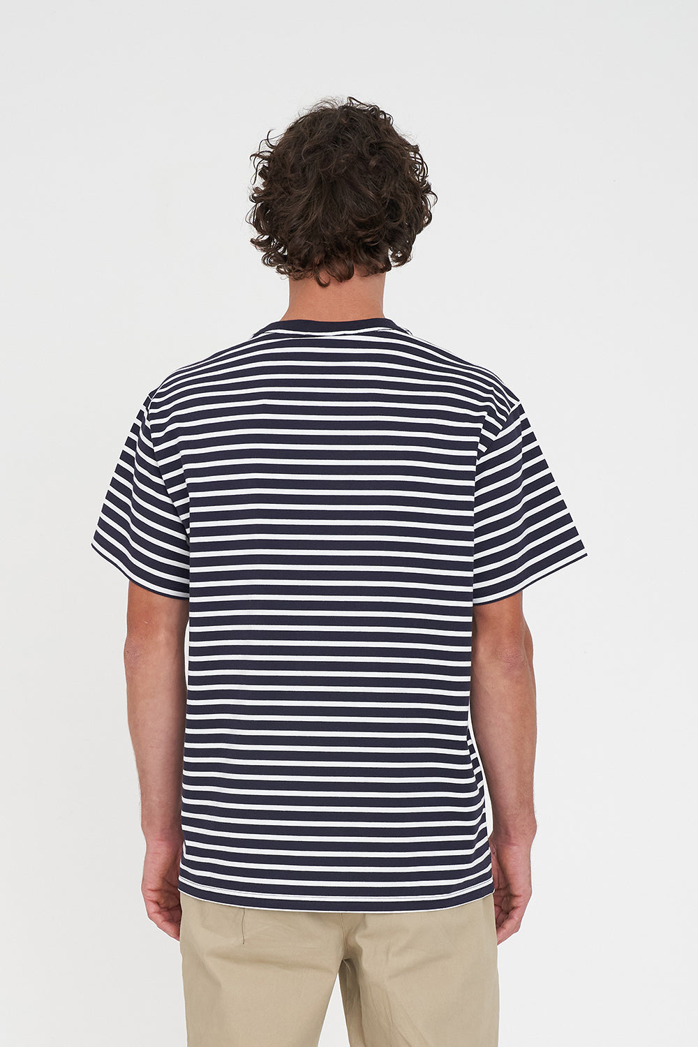MENS STRIPE SUP TEE NAVY WHITE