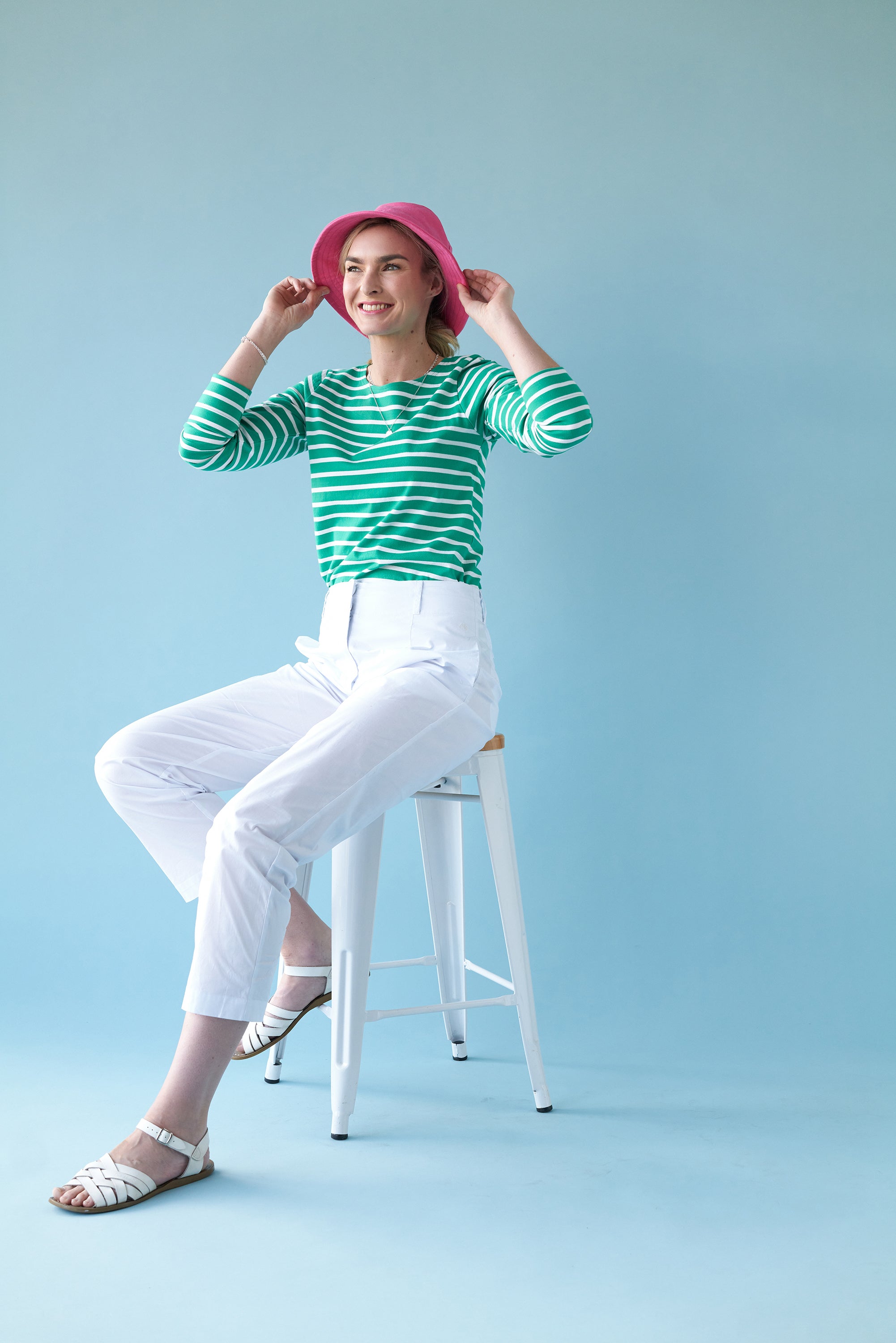 LYTTELTON TOP GREEN STRIPE