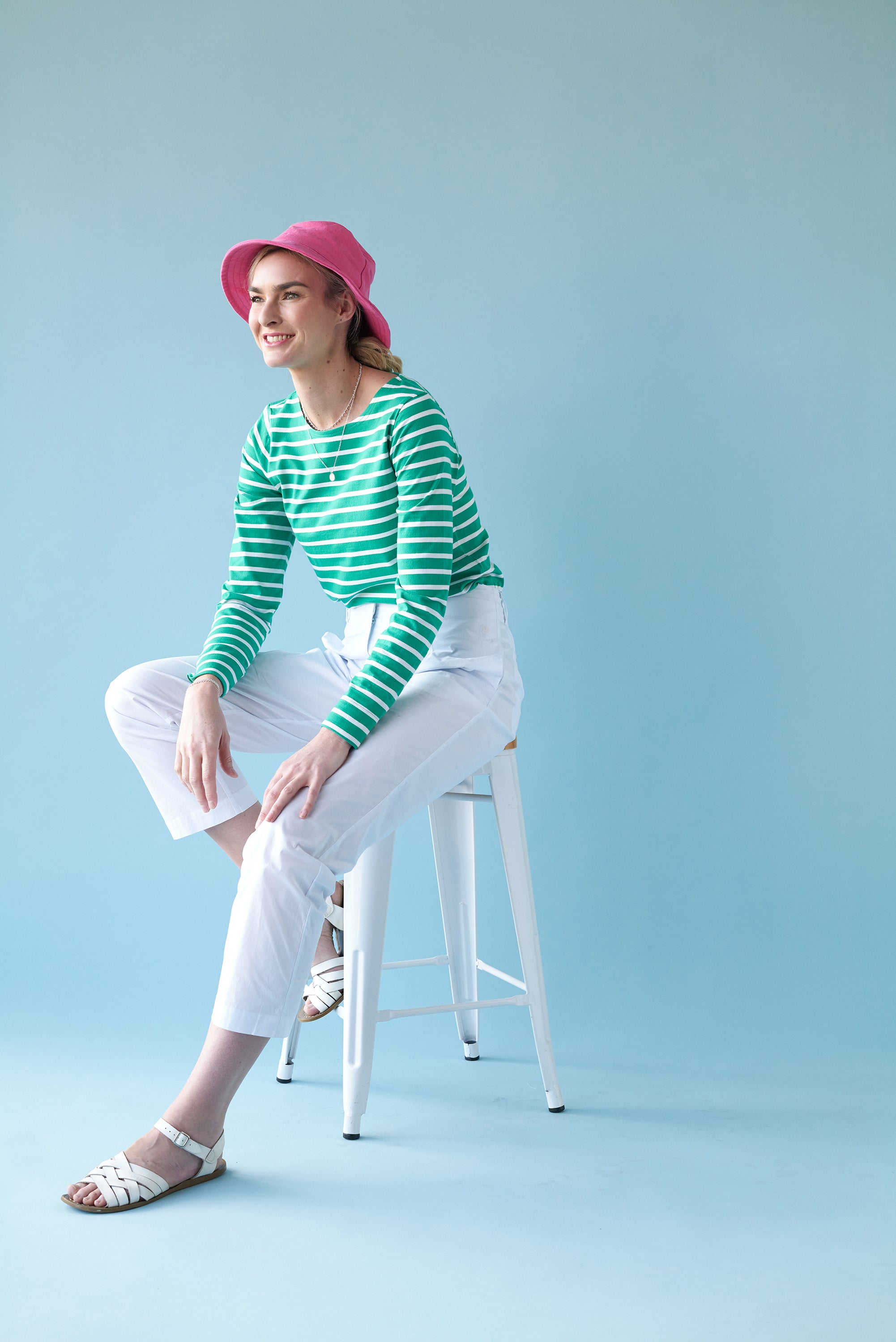 LYTTELTON TOP GREEN STRIPE