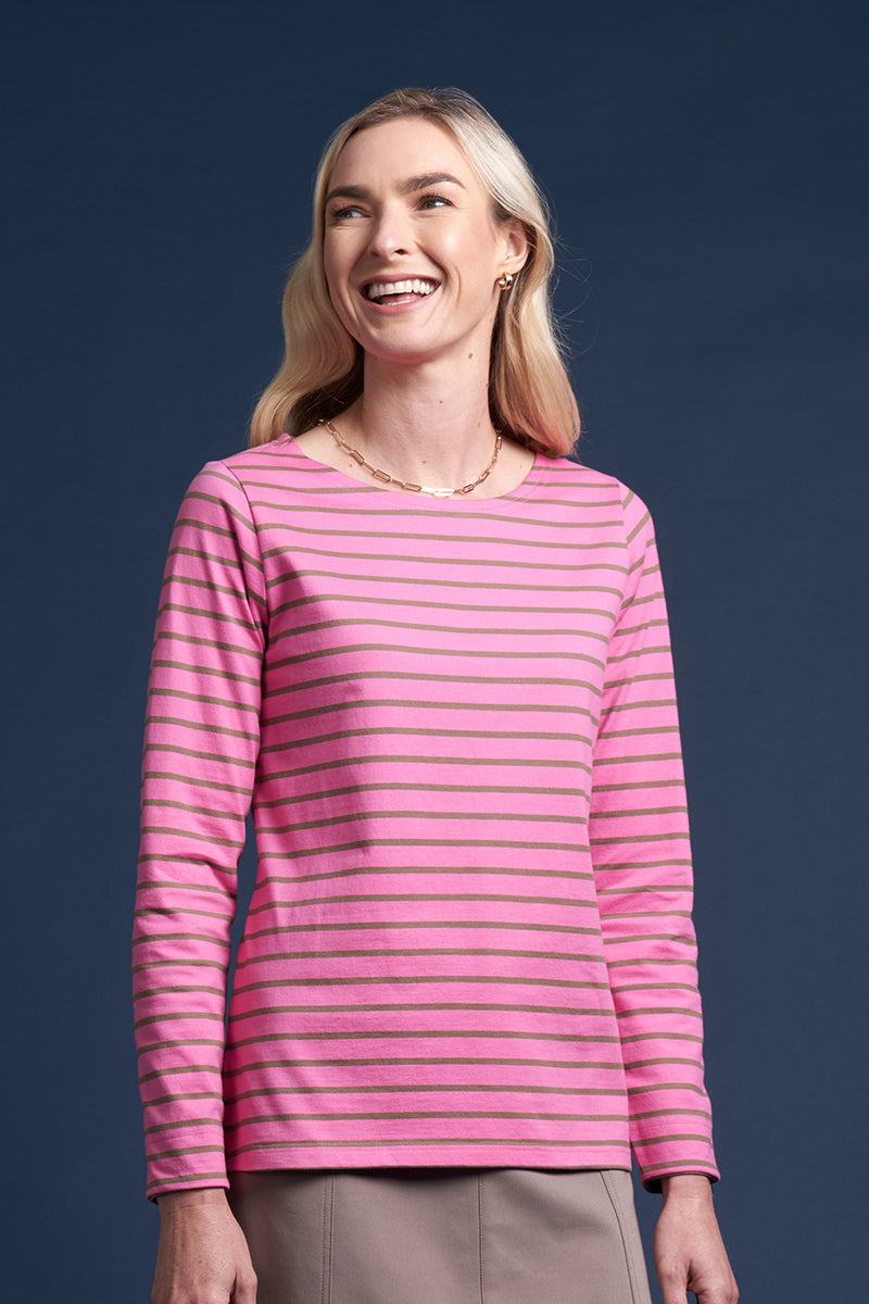LYTTELTON TOP PINK MOCHA STRIPE