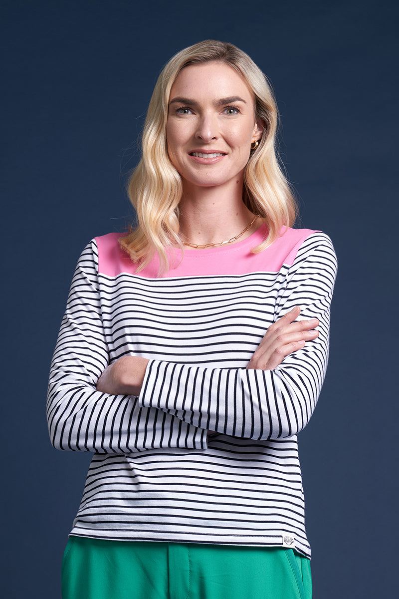 LINCOLN TOP PINK STRIPE