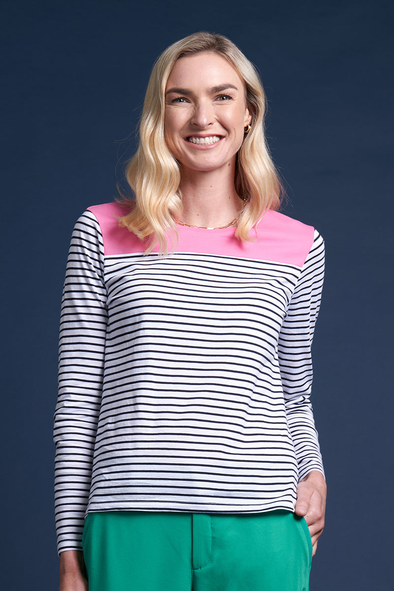 LINCOLN TOP PINK STRIPE