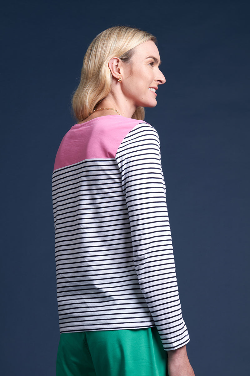 LINCOLN TOP PINK STRIPE