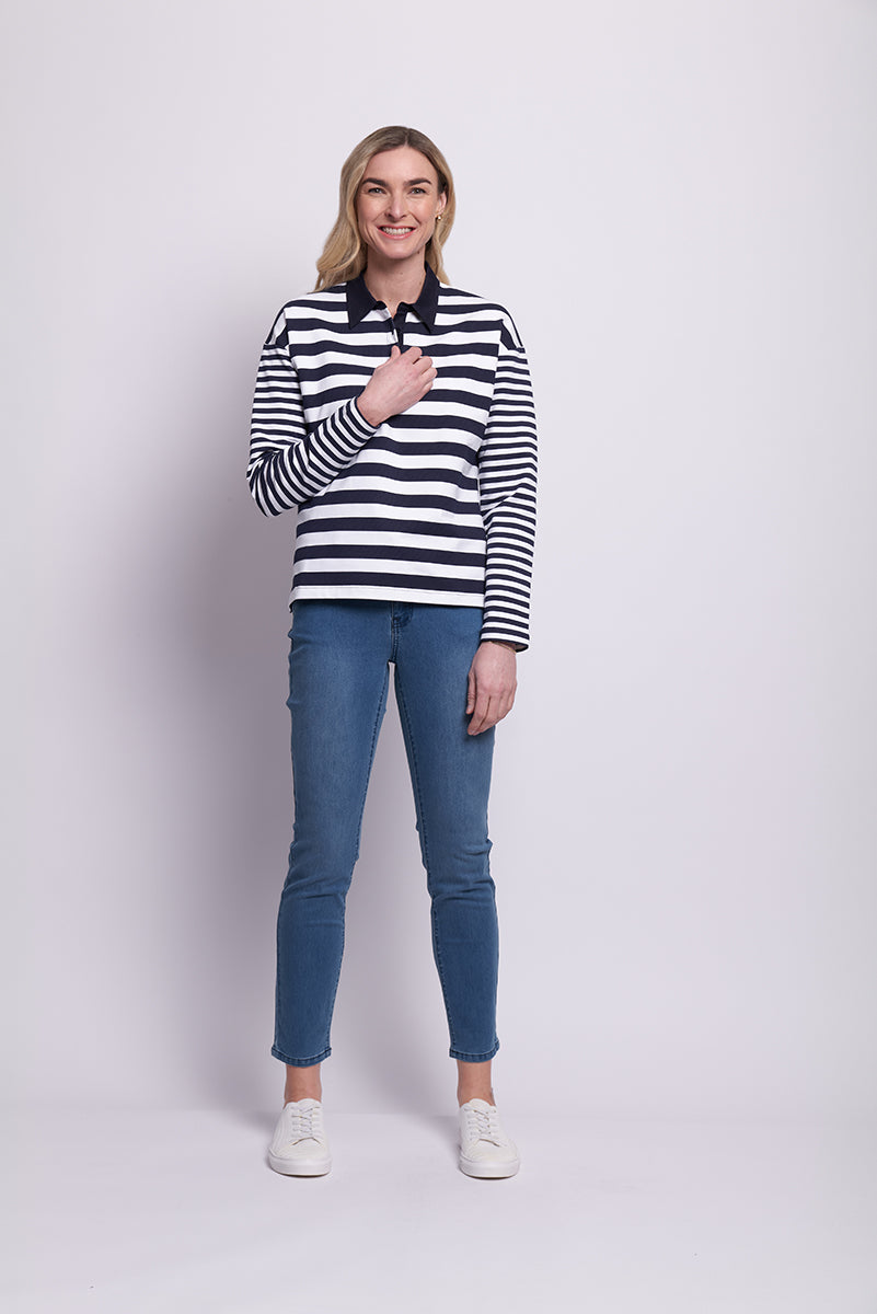 EDEN PARK TOP MIDNIGHT STRIPE