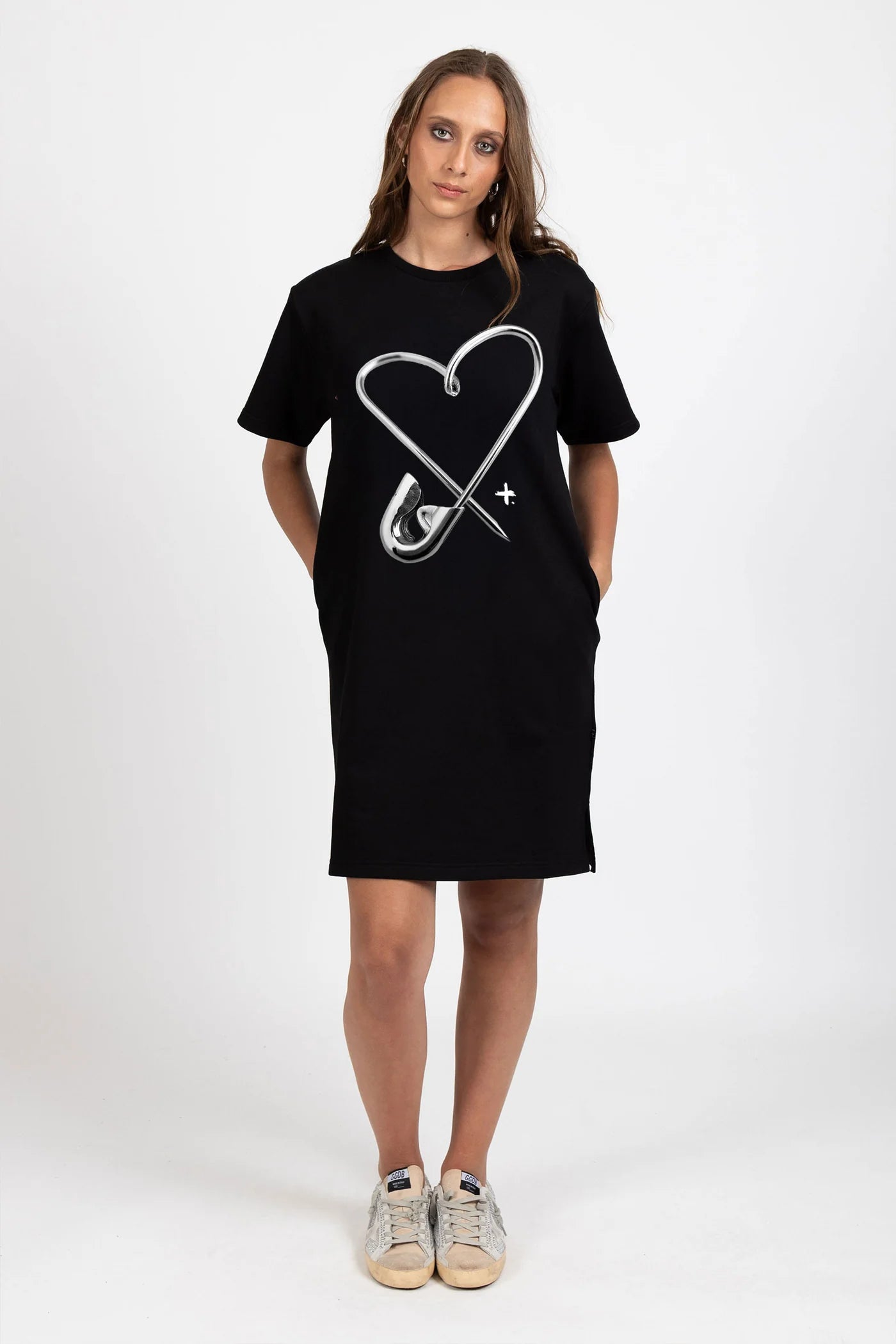 RUSH DRESS PINNED HEART BLACK