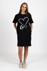 RUSH DRESS PINNED HEART BLACK