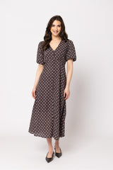 Seeking Lola Cheerful Dress Brown Spot, front, hands down