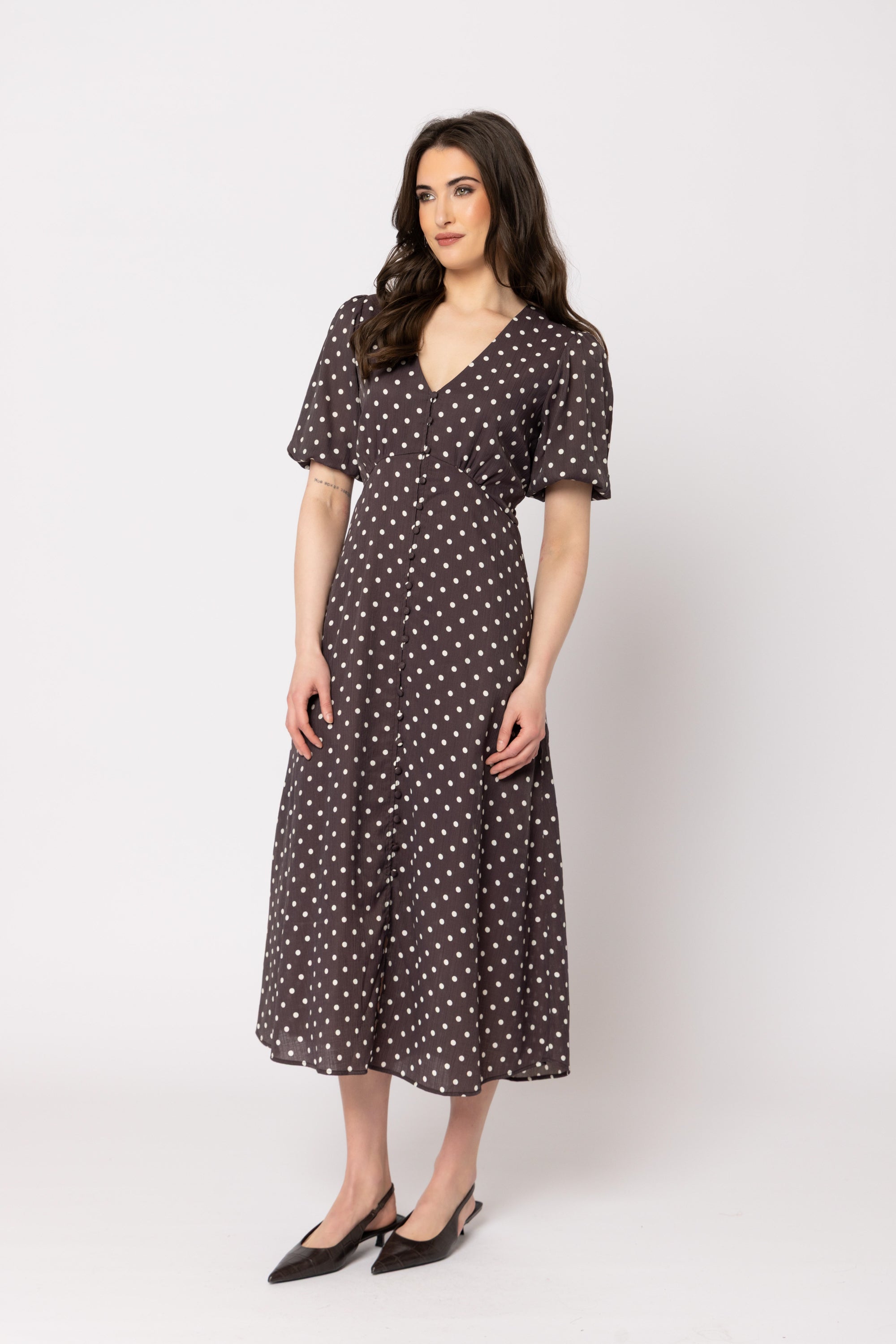 Seeking Lola Cheerful Dress Brown Spot, side