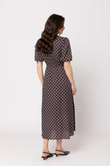 Seeking Lola Cheerful Dress Brown Spot, back