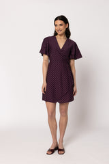 Wonderland Wrap Dress Plum Spot