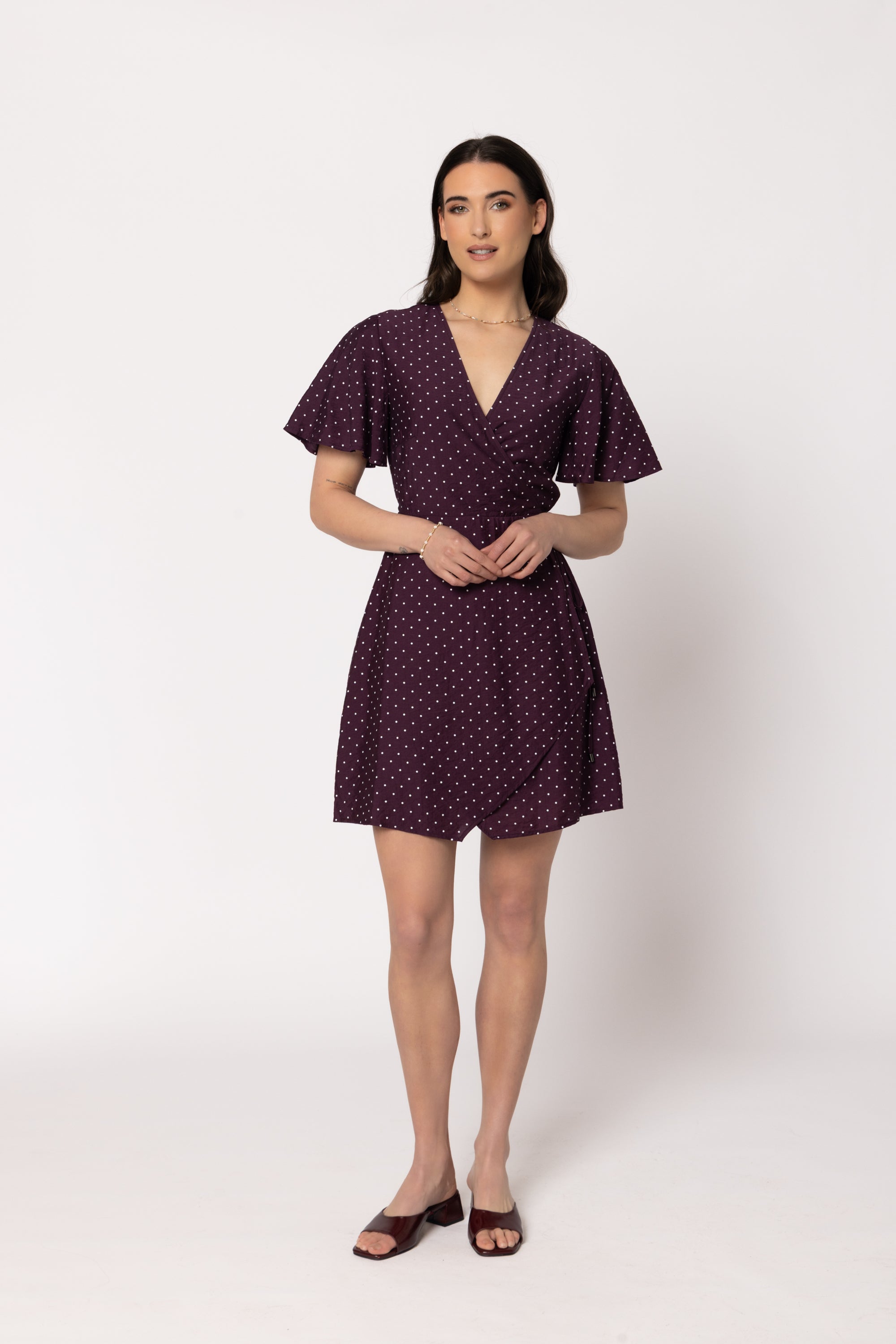 Wonderland Wrap Dress Plum Spot